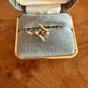 Ruby & Diamond Ring | 14K Gold Bypass Setting